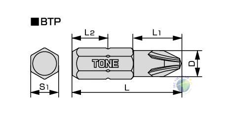 Đầu khẩu loại tô vít TONE BT 1 BTPS 2