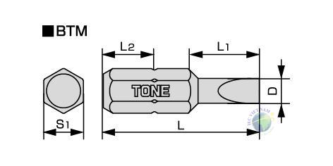 Đầu khẩu loại tô vít TONE BT 2 BTPS 4