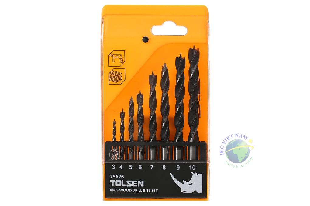 Mũi khoan gỗ Tolsen 75626 3-10 mm (bộ 8 mũi)